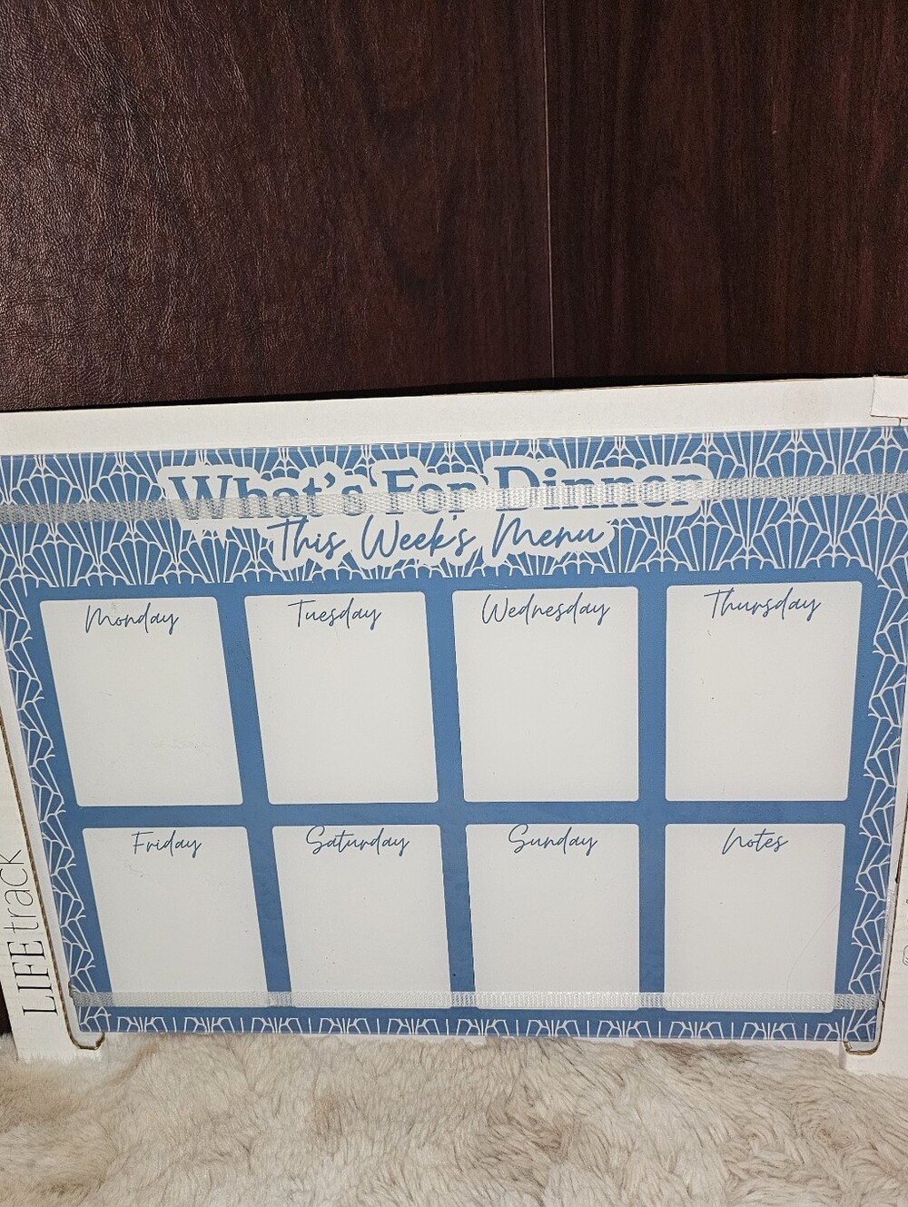 NWT 'What’s For Dinner' Life Track Weekly Menu Dry Erase Board in Blue & White